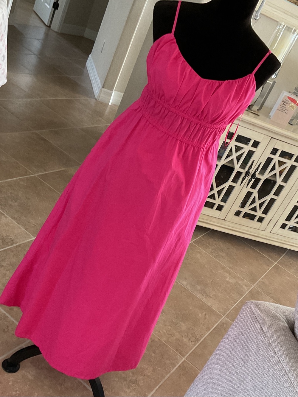 FRENCH CONNECTION Pink maxi sundress,side pockets, size medium